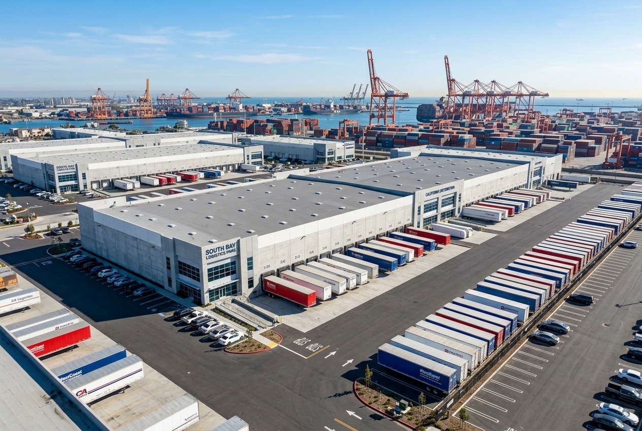 Los Angeles Commercial Real Estate Market Q4 2026: Rates, Vacancy and the Road to Year-End 1 Los Angeles industrial market 2026 South Bay warehouses near the Port of Long Beach with loading docks and shipping containers